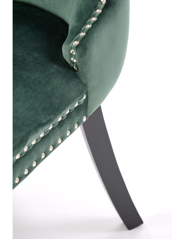 ALDA Krzesło C.Zielone Pikowane Velvet | Drewno, Złote Ćwieki na Bokach