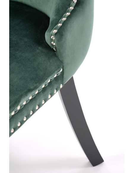 ALDA Krzesło C.Zielone Pikowane Velvet | Drewno, Złote Ćwieki na Bokach