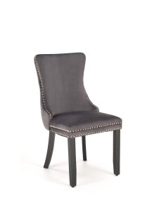 ALDA Krzesło Popielate Pikowane Velvet | Drewno, Złote Ćwieki na Bokach