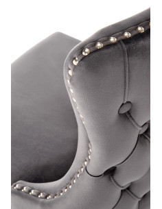 ALDA Krzesło Popielate Pikowane Velvet | Drewno, Złote Ćwieki na Bokach 2