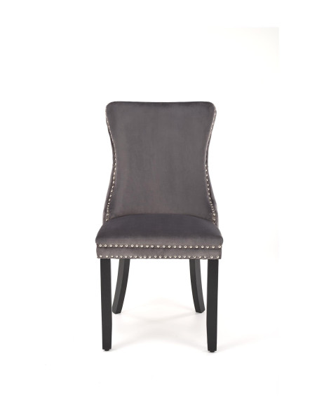 ALDA Krzesło Popielate Pikowane Velvet | Drewno, Złote Ćwieki na Bokach