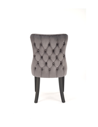 ALDA Krzesło Popielate Pikowane Velvet | Drewno, Złote Ćwieki na Bokach