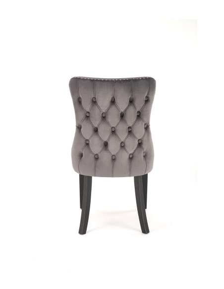 ALDA Krzesło Popielate Pikowane Velvet | Drewno, Złote Ćwieki na Bokach