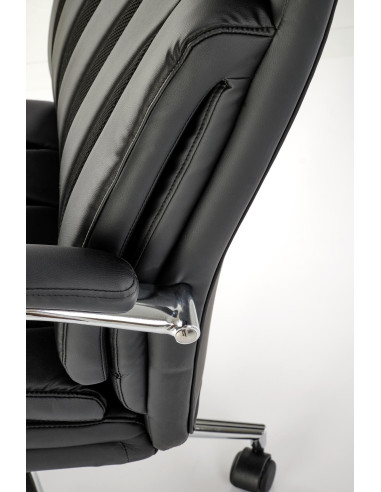 ROMANO Fotel Gabinetowy Czarny | Elegancka Eco Skóra, Chromowane Nogi