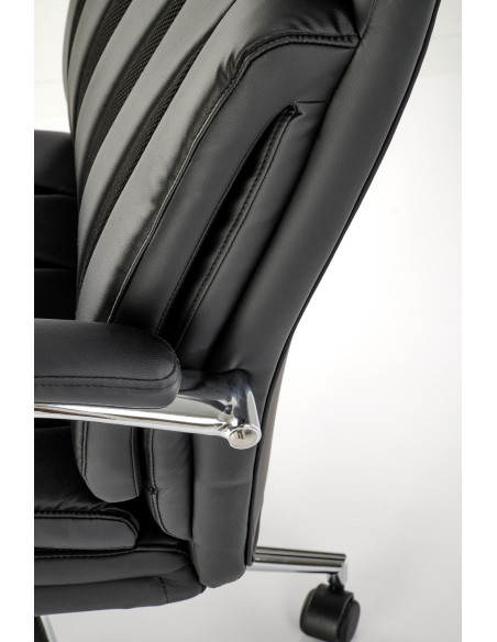 ROMANO Fotel Gabinetowy Czarny | Elegancka Eco Skóra, Chromowane Nogi