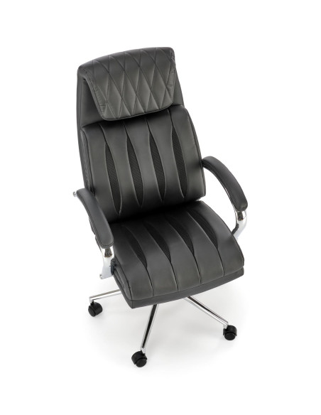 ROMANO Fotel Gabinetowy Czarny | Elegancka Eco Skóra, Chromowane Nogi