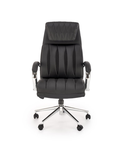 ROMANO Fotel Gabinetowy Czarny | Elegancka Eco Skóra, Chromowane Nogi