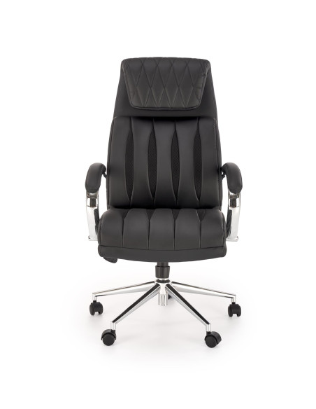 ROMANO Fotel Gabinetowy Czarny | Elegancka Eco Skóra, Chromowane Nogi