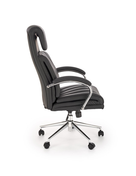 ROMANO Fotel Gabinetowy Czarny | Elegancka Eco Skóra, Chromowane Nogi