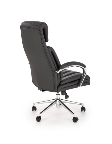 ROMANO Fotel Gabinetowy Czarny | Elegancka Eco Skóra, Chromowane Nogi