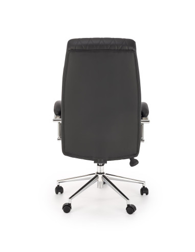 ROMANO Fotel Gabinetowy Czarny | Elegancka Eco Skóra, Chromowane Nogi