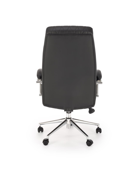 ROMANO Fotel Gabinetowy Czarny | Elegancka Eco Skóra, Chromowane Nogi