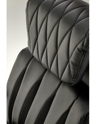 ROMANO Fotel Gabinetowy Czarny | Elegancka Eco Skóra, Chromowane Nogi