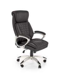 THOMAS Fotel Gabinetowy Czarny | Eco Skóra Perforowana, Elegancka Forma,