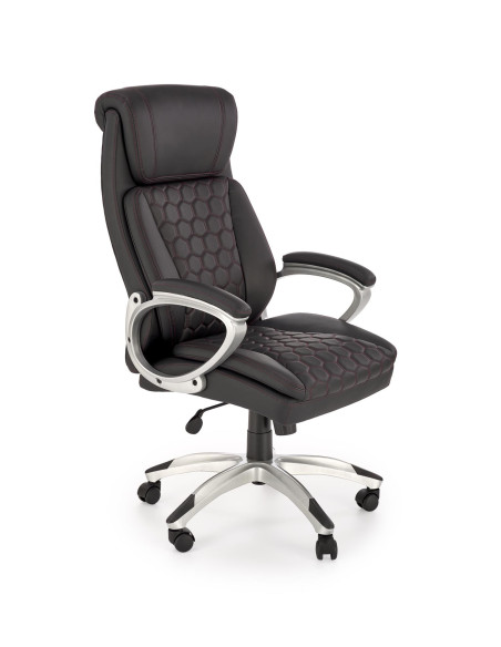 THOMAS Fotel Gabinetowy Czarny | Eco Skóra Perforowana, Elegancka Forma,