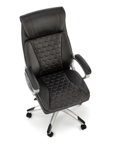 THOMAS Fotel Gabinetowy Czarny | Eco Skóra Perforowana, Elegancka Forma,