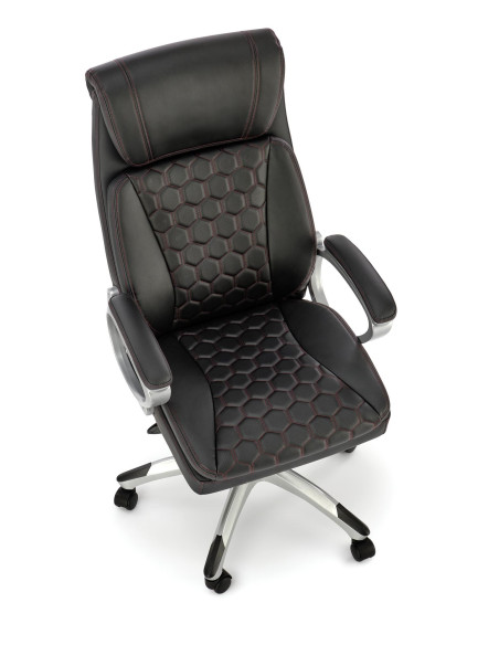 THOMAS Fotel Gabinetowy Czarny | Eco Skóra Perforowana, Elegancka Forma,