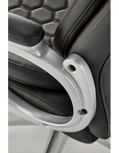 THOMAS Fotel Gabinetowy Czarny | Eco Skóra Perforowana, Elegancka Forma,