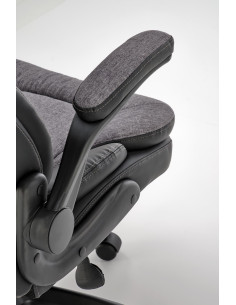 VALERIO Fotel Gabinetowy Czarny-Popielaty | Eco Skóra/Tkanina - Komfortowy 2