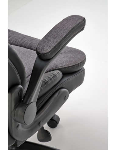 VALERIO Fotel Gabinetowy Czarny-Popielaty | Eco Skóra/Tkanina - Komfortowy