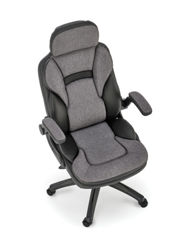 VALERIO Fotel Gabinetowy Czarny-Popielaty | Eco Skóra/Tkanina - Komfortowy