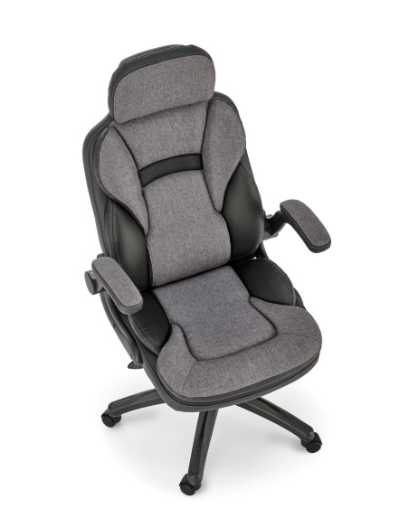 VALERIO Fotel Gabinetowy Czarny-Popielaty | Eco Skóra/Tkanina - Komfortowy