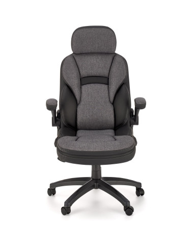 VALERIO Fotel Gabinetowy Czarny-Popielaty | Eco Skóra/Tkanina - Komfortowy