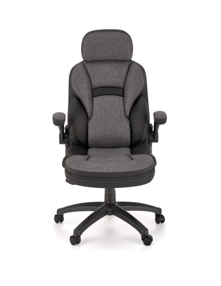 VALERIO Fotel Gabinetowy Czarny-Popielaty | Eco Skóra/Tkanina - Komfortowy