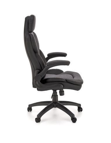 VALERIO Fotel Gabinetowy Czarny-Popielaty | Eco Skóra/Tkanina - Komfortowy