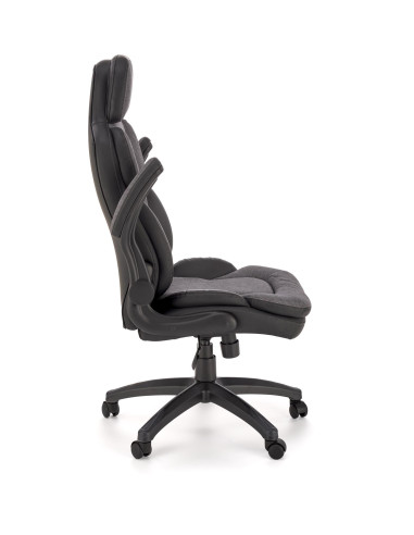 VALERIO Fotel Gabinetowy Czarny-Popielaty | Eco Skóra/Tkanina - Komfortowy