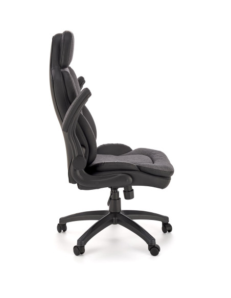 VALERIO Fotel Gabinetowy Czarny-Popielaty | Eco Skóra/Tkanina - Komfortowy