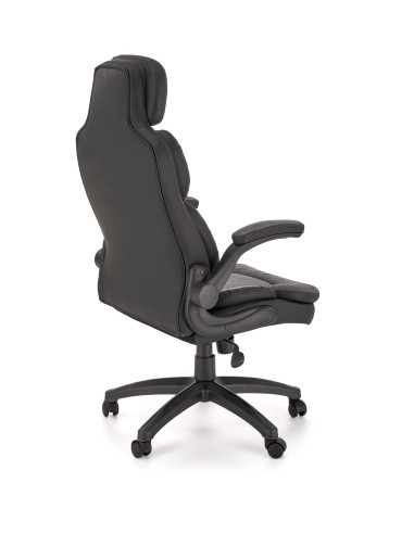 VALERIO Fotel Gabinetowy Czarny-Popielaty | Eco Skóra/Tkanina - Komfortowy