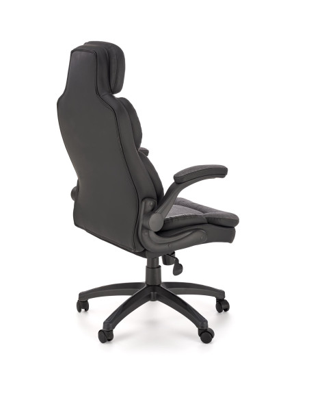 VALERIO Fotel Gabinetowy Czarny-Popielaty | Eco Skóra/Tkanina - Komfortowy