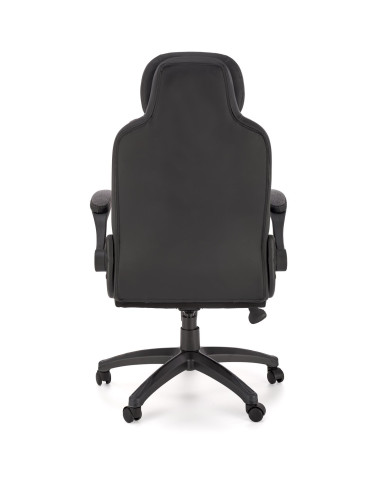 VALERIO Fotel Gabinetowy Czarny-Popielaty | Eco Skóra/Tkanina - Komfortowy