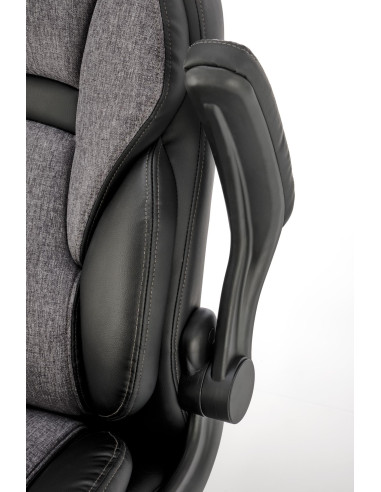 VALERIO Fotel Gabinetowy Czarny-Popielaty | Eco Skóra/Tkanina - Komfortowy