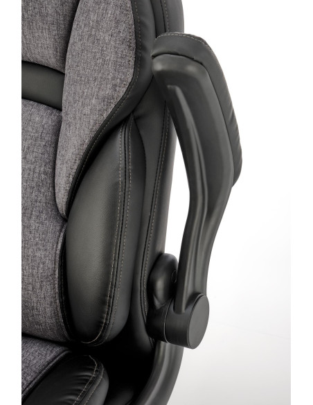 VALERIO Fotel Gabinetowy Czarny-Popielaty | Eco Skóra/Tkanina - Komfortowy