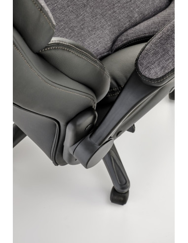 VALERIO Fotel Gabinetowy Czarny-Popielaty | Eco Skóra/Tkanina - Komfortowy