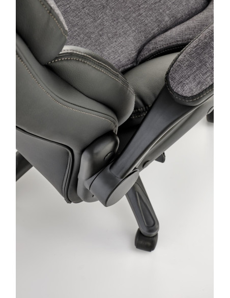 VALERIO Fotel Gabinetowy Czarny-Popielaty | Eco Skóra/Tkanina - Komfortowy