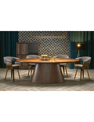 VAGNER Stół Orzechowy 220/98/76 cm | MDF + Okleina Naturalna, Noga Stalowa