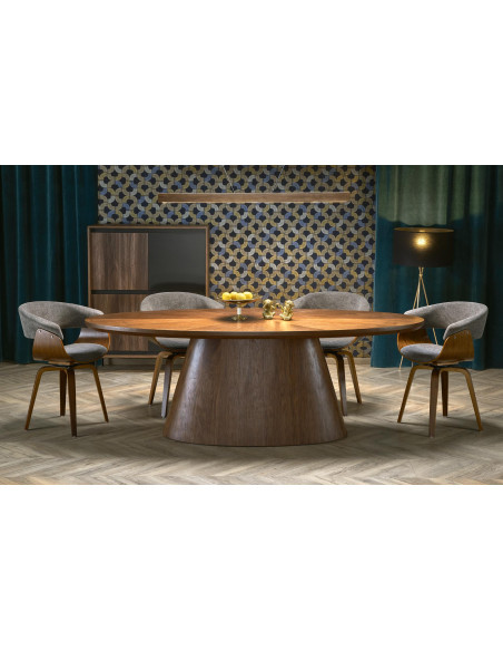 VAGNER Stół Orzechowy 220/98/76 cm | MDF + Okleina Naturalna, Noga Stalowa