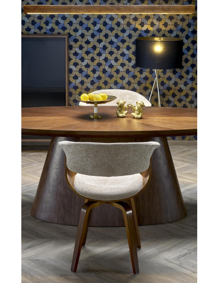 VAGNER Stół Orzechowy 220/98/76 cm | MDF + Okleina Naturalna, Noga Stalowa