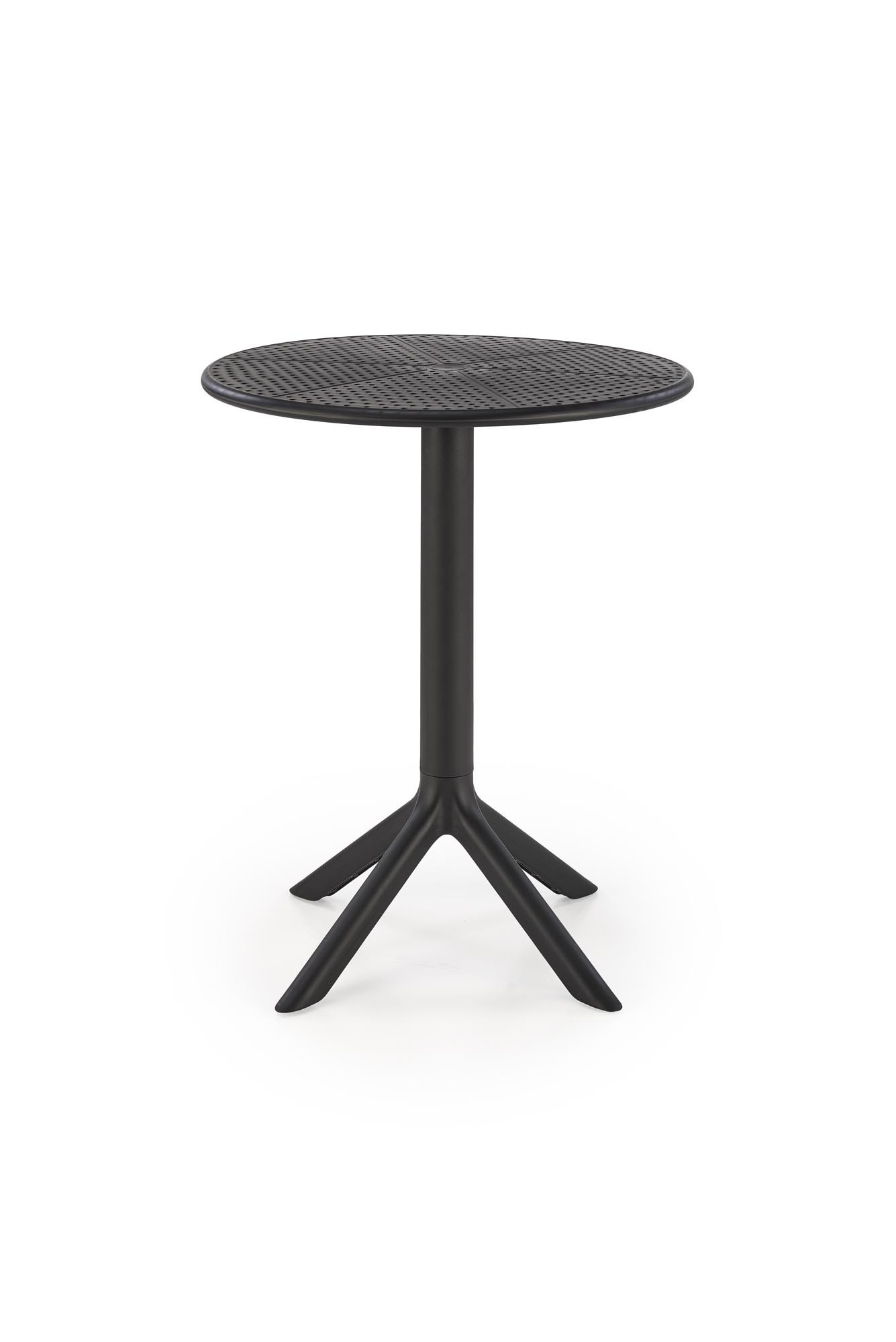 Okrągły stół CALVO z czarnego polipropylenu – widok z przodu.