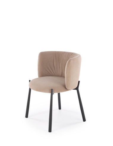 K531 Krzesło Beżowe z Kubełkowym Oparciem | Velvet, Nogi Stalowe
