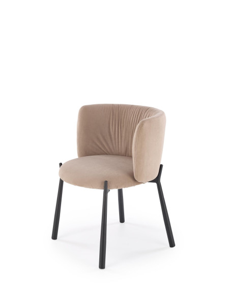K531 Krzesło Beżowe z Kubełkowym Oparciem | Velvet, Nogi Stalowe