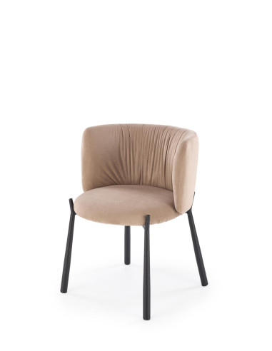 K531 Krzesło Beżowe z Kubełkowym Oparciem | Velvet, Nogi Stalowe