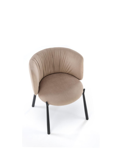 K531 Krzesło Beżowe z Kubełkowym Oparciem | Velvet, Nogi Stalowe