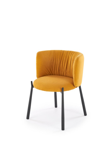 K531 Krzesło Musztardowe Velvet | Z Kubełkowym Oparciem Nogi Stalowe