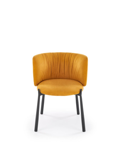 K531 Krzesło Musztardowe Velvet | Z Kubełkowym Oparciem Nogi Stalowe