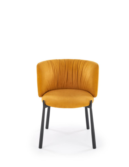 K531 Krzesło Musztardowe Velvet | Z Kubełkowym Oparciem Nogi Stalowe