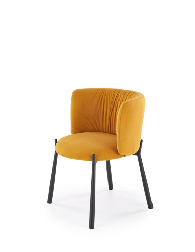 K531 Krzesło Musztardowe Velvet | Z Kubełkowym Oparciem Nogi Stalowe